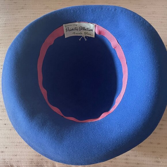 Frank Olive Private Collection Bowler-style Blue Vintage Hat - Picture 2 of 4